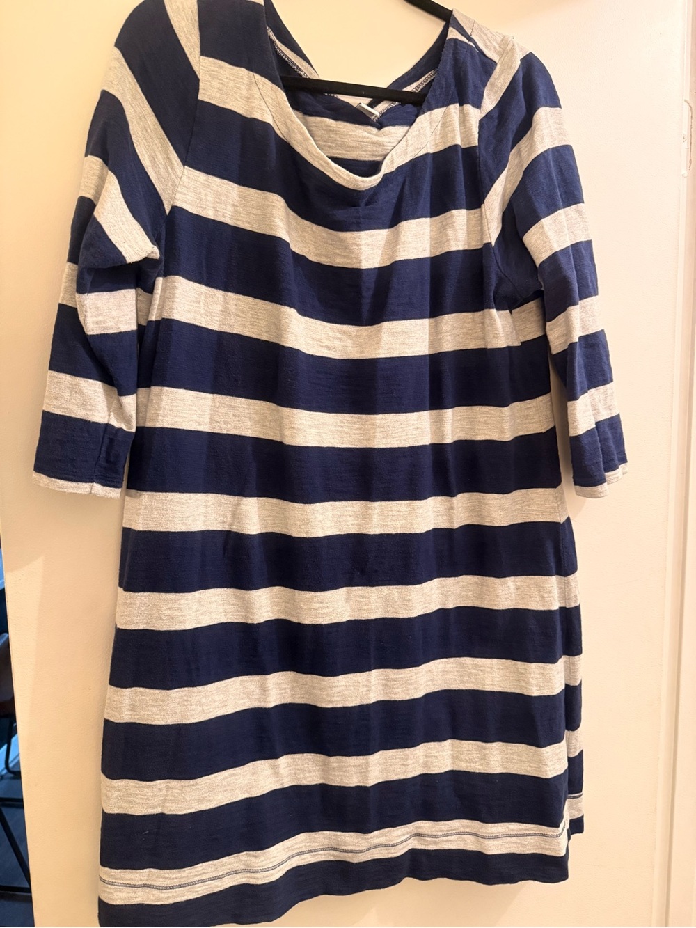 Navy and Heather Gray Striped Shift Dress